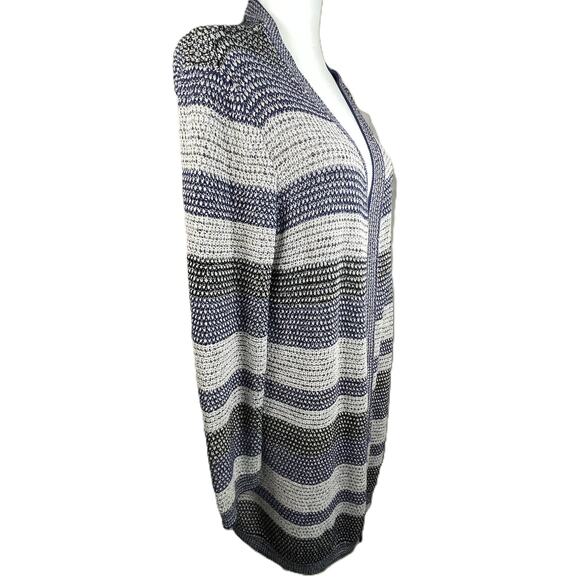 Westport 1962 XL Knit Cardigan Open Front Blue Black Oatmeal Tan Metallic - Picture 3 of 15